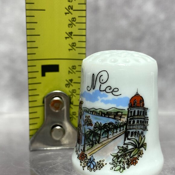 Porcelain Thimble Featuring Scenic "Nice" Design With Coastal Imagery France - Picture 9 of 9